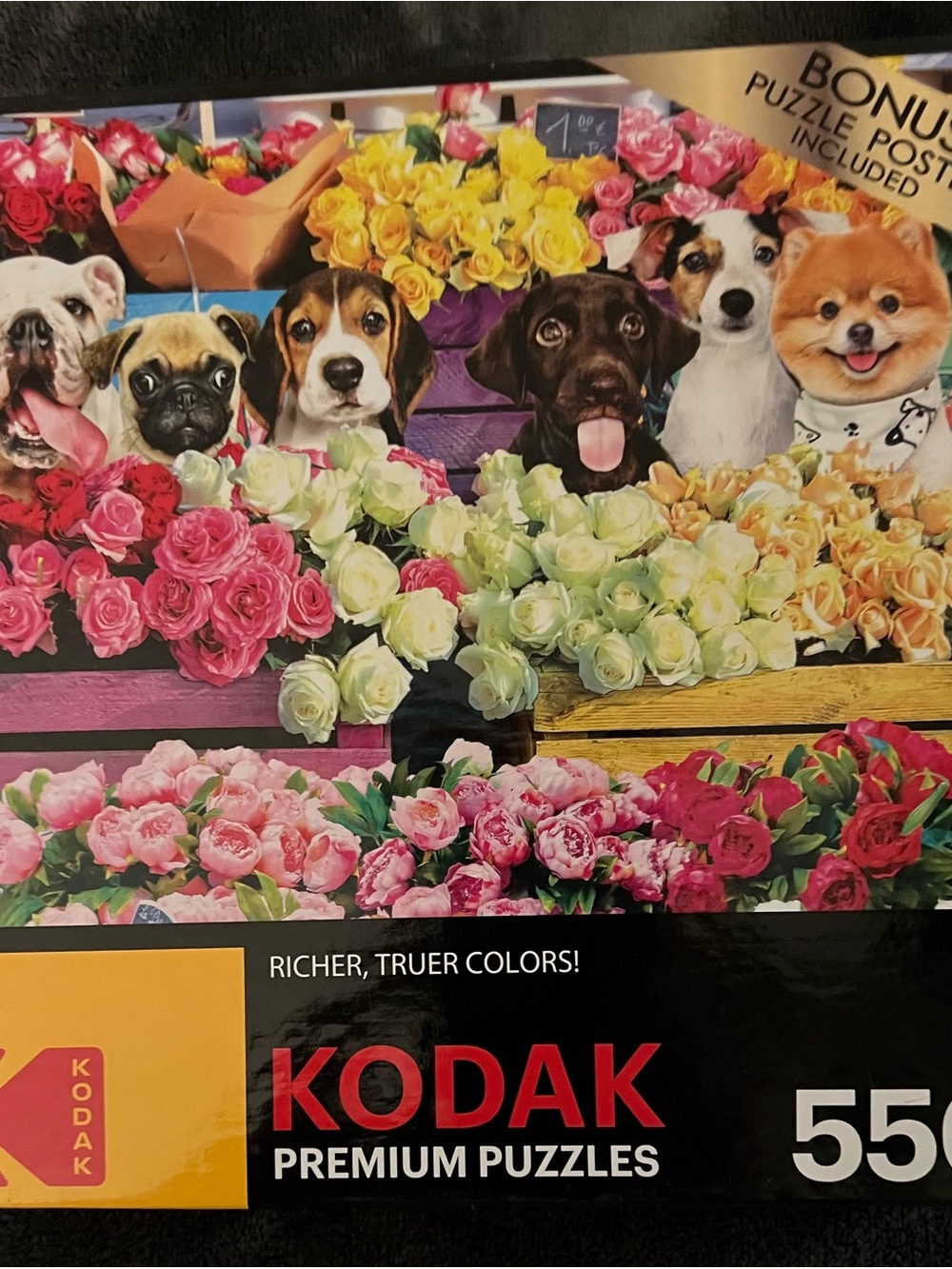Kodak Premium Puzzles 550pc Floral Dogs Jigsaw - Sneaky Pets. NWT. Unopened.